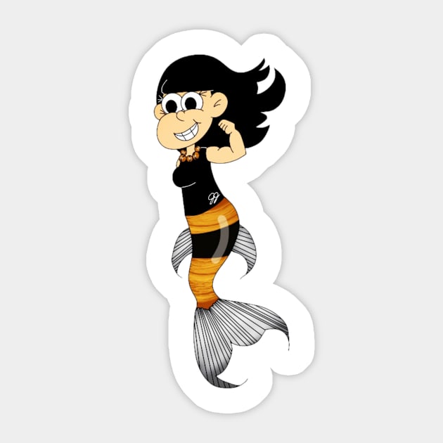 Tiger's Eye Gemstone Mermaid Sticker by JennaBunnies